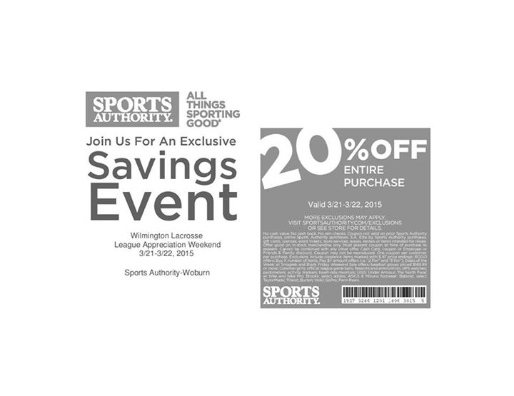 20% Off Coupon For Wilmington Youth Lacrosse Families At Sports Authority This Weekend