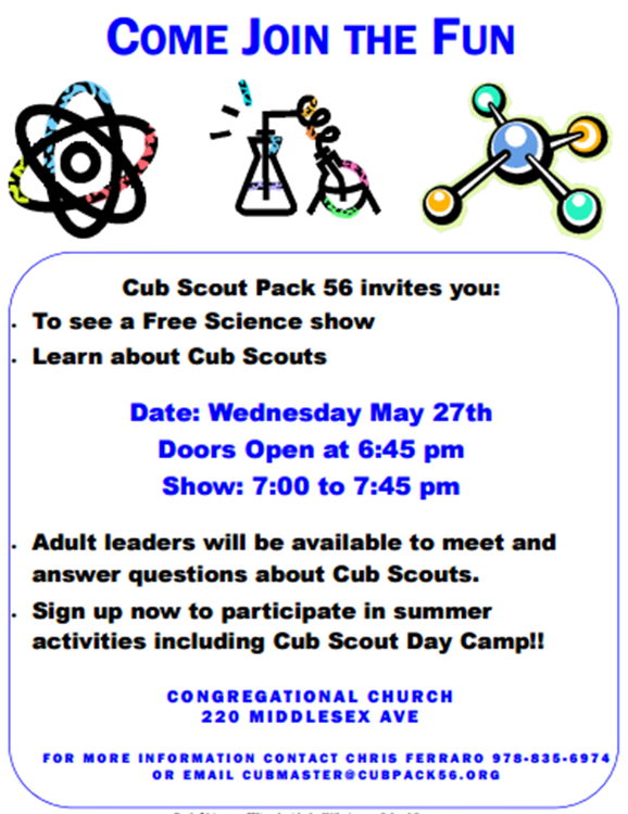 Cub Scouts Pack 56 Event Flyer