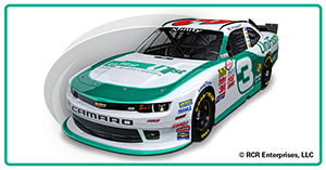 A rendering of the RCR No. 3/UniFirst NASCAR XFINITY Series racecar.