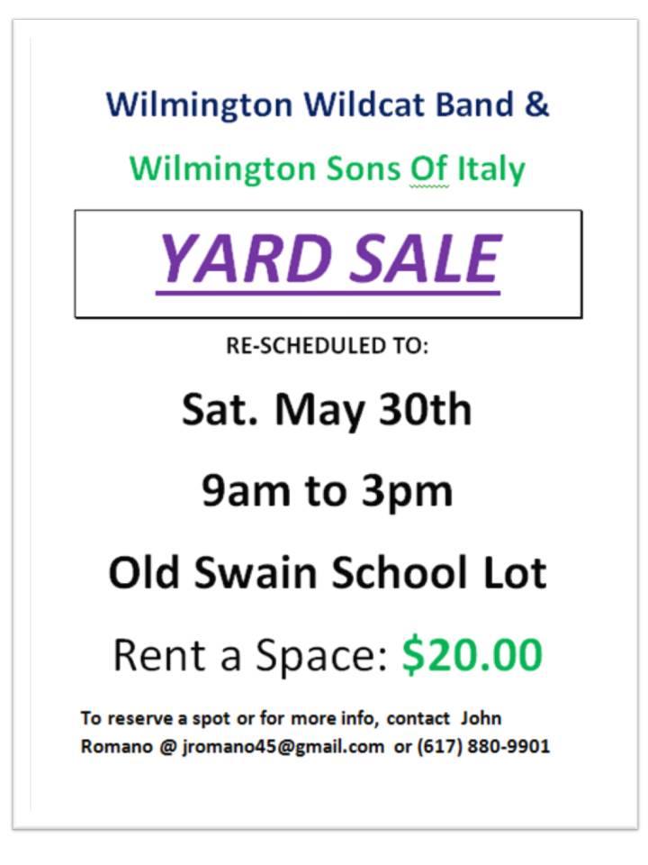 Wilmington Wildcat Band Yard Sale (Rescheduled)