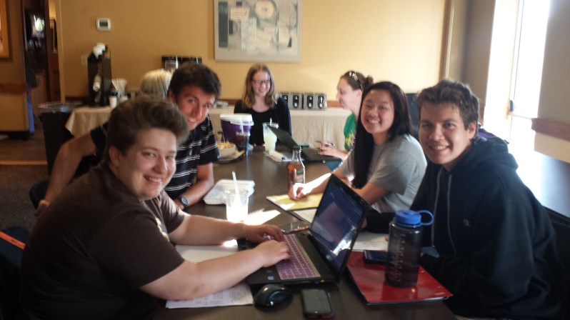 Relay For Life of Wilmington committee members are excited to finalize this year’s agenda. From left to right around the table, Liz Harvey, Justin Wright, Meghan Ryan, Julie Rauseo, Victoria Lee, and Kevin Dunn are shown at the last meeting.  The June 19th  American Cancer Society sponsored event will be held at the Middle School (5:30 PM) and is open to the public. 