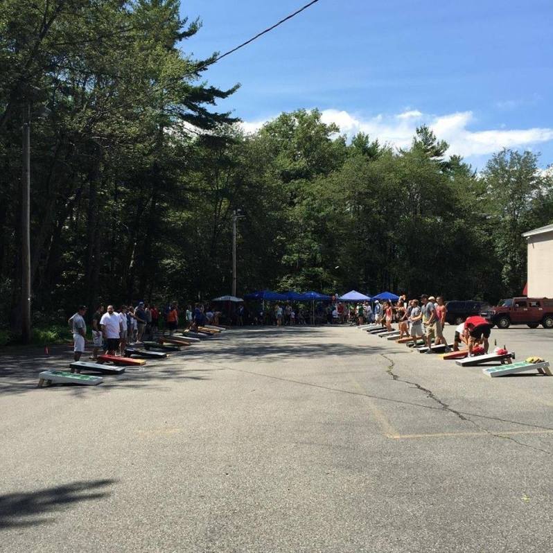Overall shot of the cornhole tournament