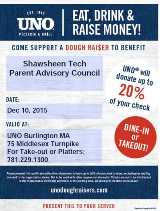 Shawsheen Tech PAC Uno Flyer