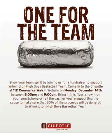 Wilmington High Baseball Chiptole Fundraiser