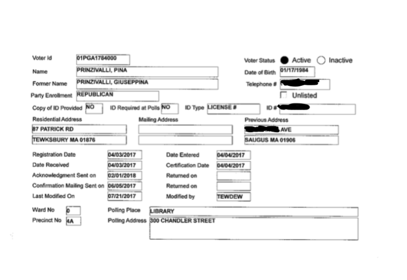 Pina Voter Registration Date