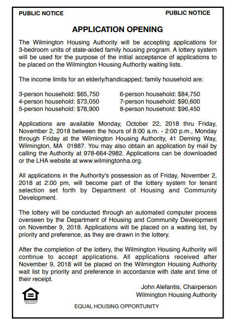 Application Opening Wilmington Housing Authority