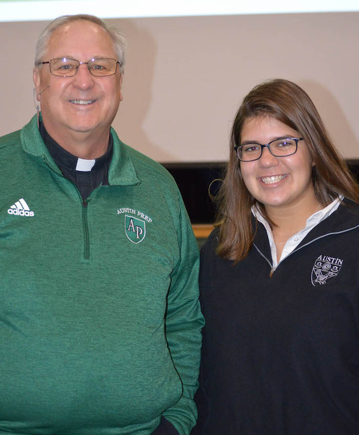 Father Ray Dlugos and Alexia Andrikopoulos