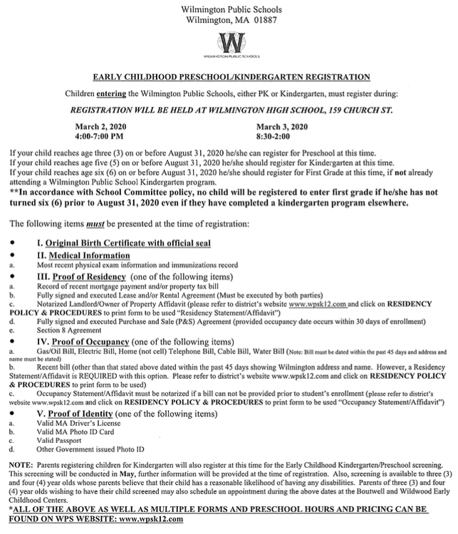 PreK &amp; K Registration #1