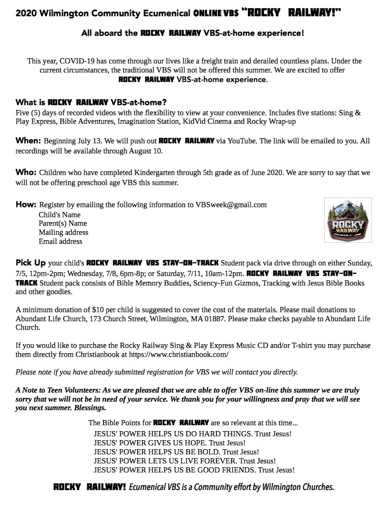 2020 Rocky Railway Online VBS