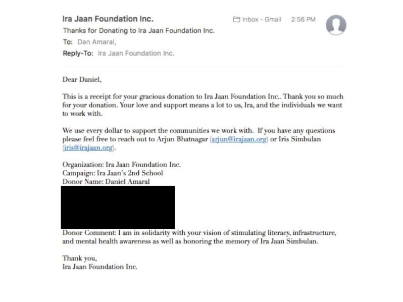 Ira Jaan Donation