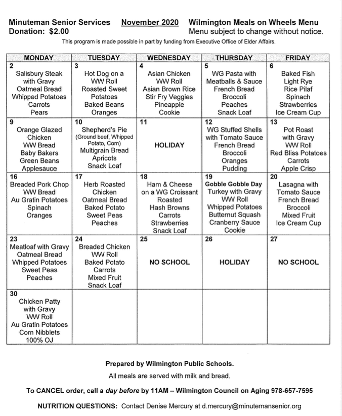 November Meals on Wheels