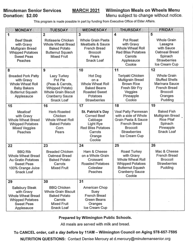 March Meals On Wheels