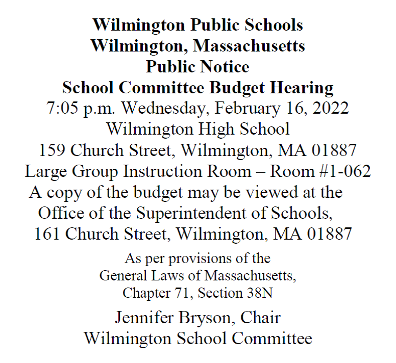 Ad. for FY23 budget public hearing on 02.16.2022