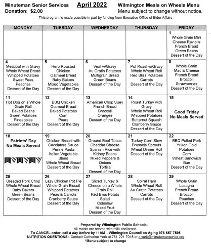 Meals On Wheels April