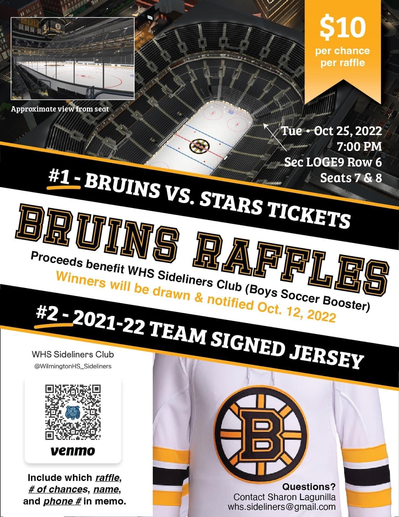 WHS Boys Soccer Boosters Club Raffling Off Bruins Tickets & Bruins Team ...