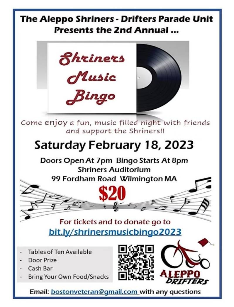 Shriners Music Bingo