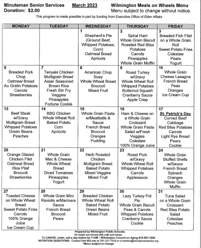 March Meals On Wheels