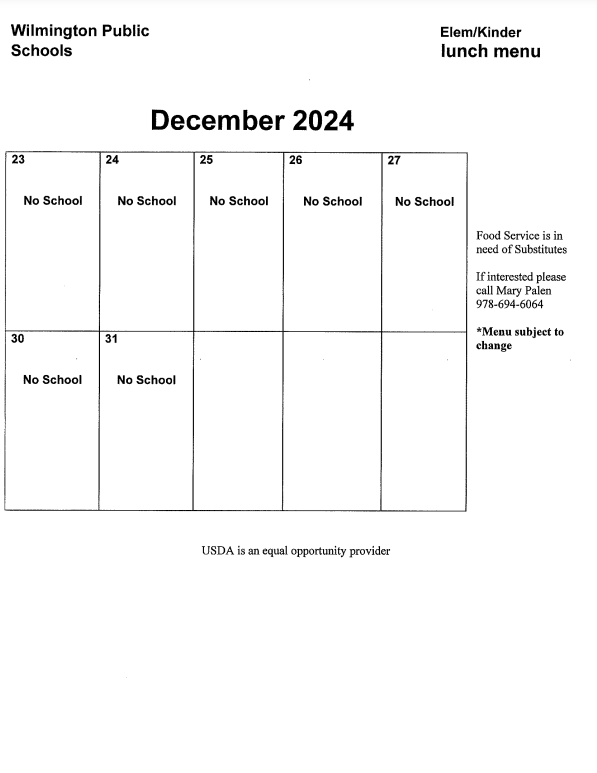 December Elementary Lunch #2