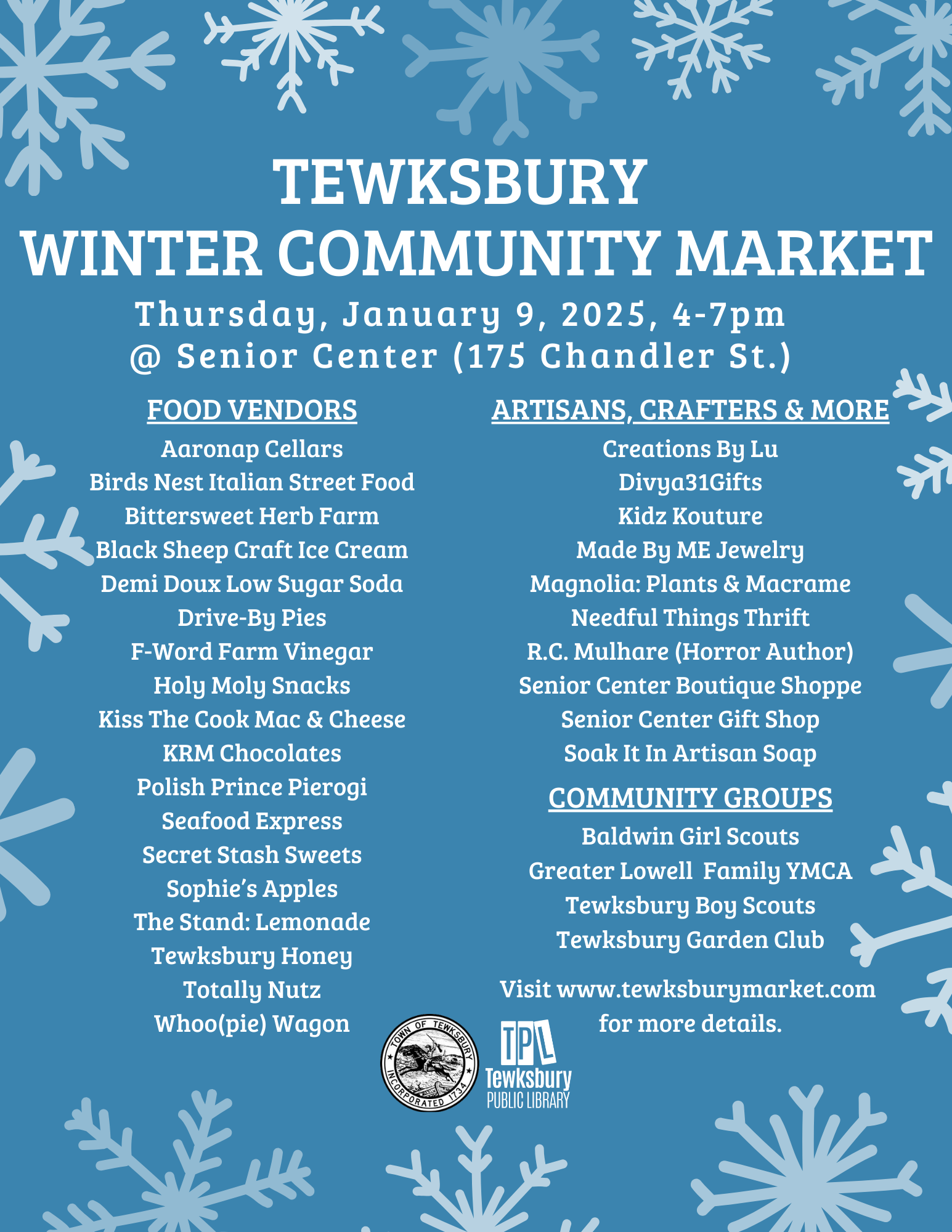 Tewksbury Community Market -- January Flyer